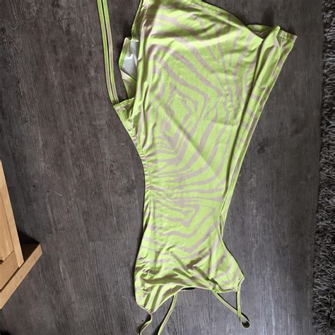 Neon Green And Nude Zebra Dress Size But Will Depop