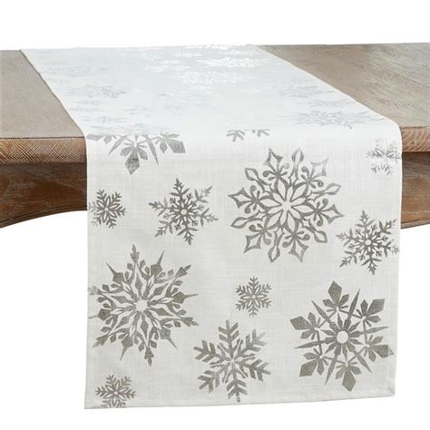 Saro Lifestyle Foil Print Snowflake Table Runner