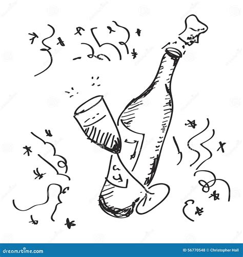 Simple Doodle Of A Champagne Bottle Stock Vector Illustration Of