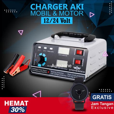 Jual Original Charger Aki Mobil Motor W V V Ah Lcd Carger