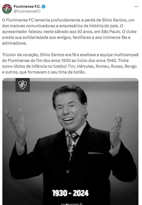 Times Brasileiros Lamentam Falecimento De Silvio Santos Gazeta