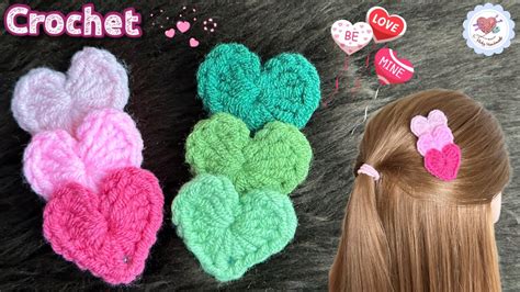 Valentine ️ Crochet Heart Hair Clip For Beginners ถักกิ๊บติดผมหัวใจ