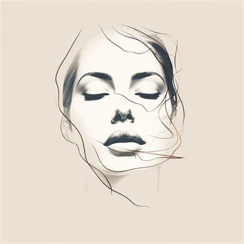Premium Photo A Drawing Of A Woman With Her Eyes Closed