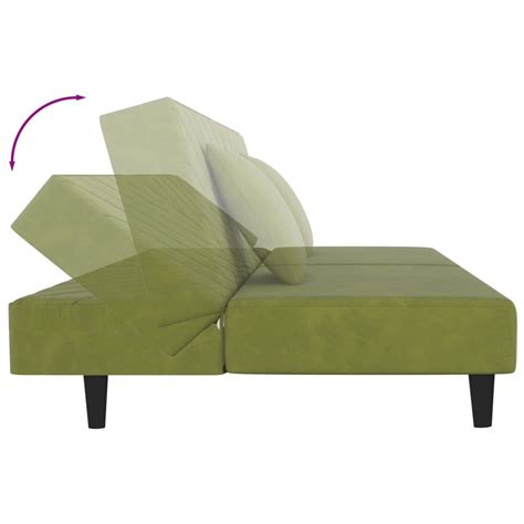 Liya Canap Lit Places Oreillers Repose Pied Vert Clair Velours Hb