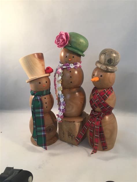 Wood Turned Snowman Etsy