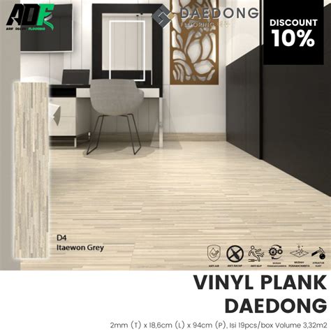 Jual PROMO Lantai Vinyl Plank DAEDONG Tebal 2mm Motif Kayu Wood