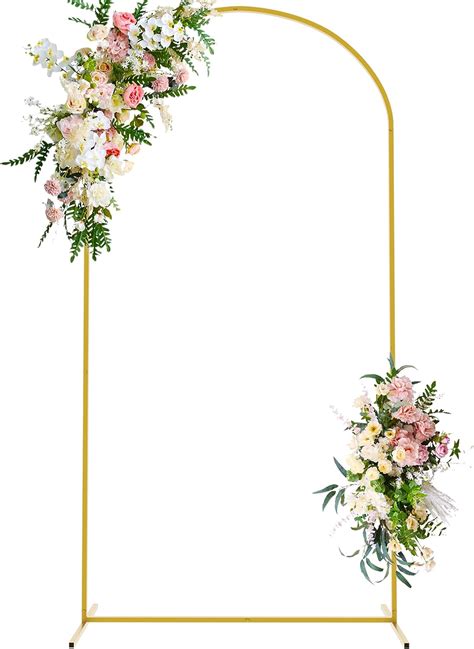 Wokceer 7 2 FT Wedding Arch Backdrop Stand Square Arch Gold Metal Arch