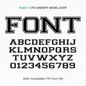 Varsity Font Svg Ttf Wide Light College Font Svg Sports Font Etsy