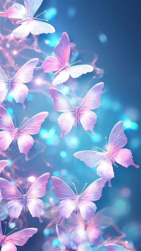 Holographic Butterflies Backgrounds Outdoors Graphics Premium Photo