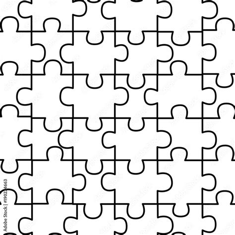 colored jigsaw puzzle pieces background vector illustration outline ...