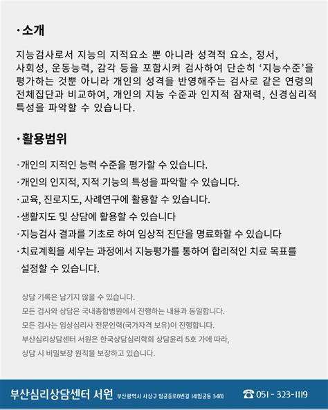 지능검사 부산심리상담센터 서원