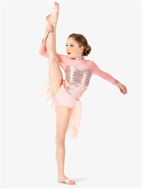 Girls Performance Glitter Long Sleeve Leotard Performance Elisse By