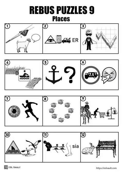 Free Printable Rebus Puzzles Esl Vault Rebus Puzzles Critical