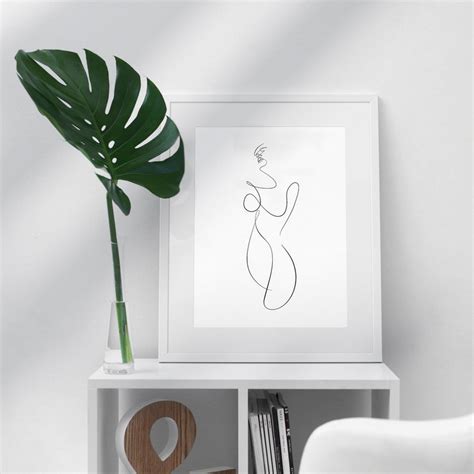 Abstract Nude Erotica Drawing Naked Woman Line Sketch Female Etsy UK