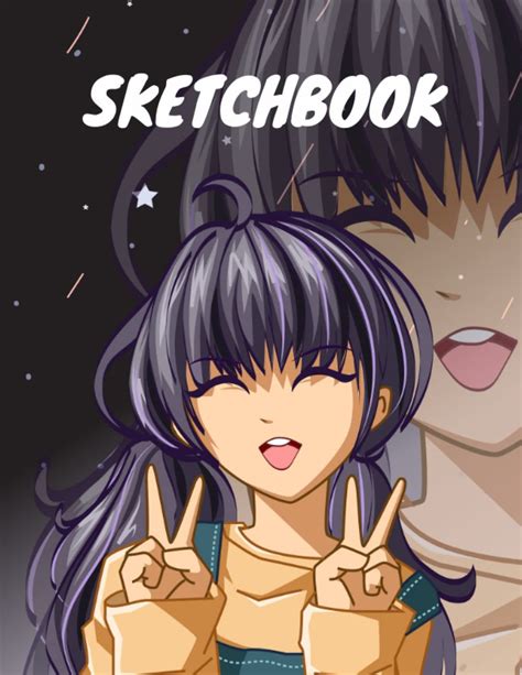 Anime Girl Sketchbook Blank Sketch Book For Drawing 120 Pages 85x11 Black By Doodlebug