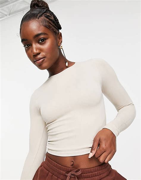 Stradivarius Large Ribbed Top In Stone Asos