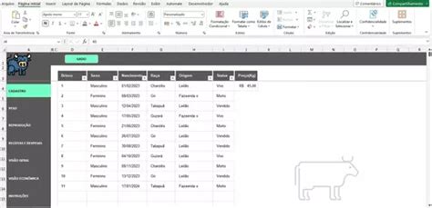 Planilha Para Controle De Gado De Corte E Engorda Em Excel à venda em