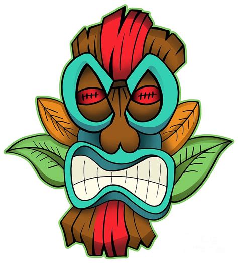 Tiki Mask Illustration Digital Art By Mister Tee Pixels