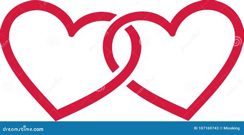 Two Connected Hearts Icon. Love Symbol. Heart Silhouette Vector ...