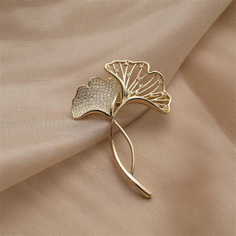 Broches De Cuir Oral Elu Ginkgo R Tro Et L Gantes Pour Femmes Broches