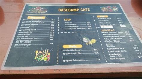 Menu At Basecamp Cafe Bandung