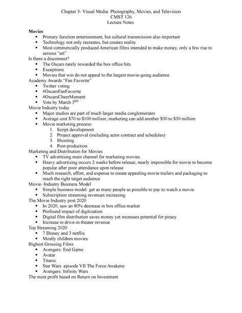 Cmst 126 Chapter 5 Lecture Notes 5 6 Chapter 5 Visual Media