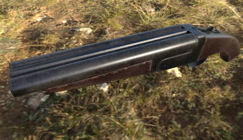 3D Model Replica Sawed Off Double Barrel Shotgun VR AR Low Poly