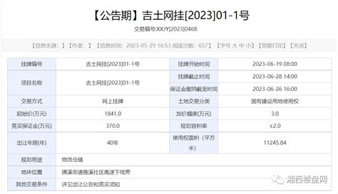 土拍播报｜吉首市出让3宗地块，最大居住用地面积超6000㎡ 湘西楼盘网