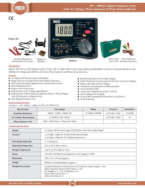 Buy Meco DIT 954 5KV 200GOHM Digit Insulation Tester With