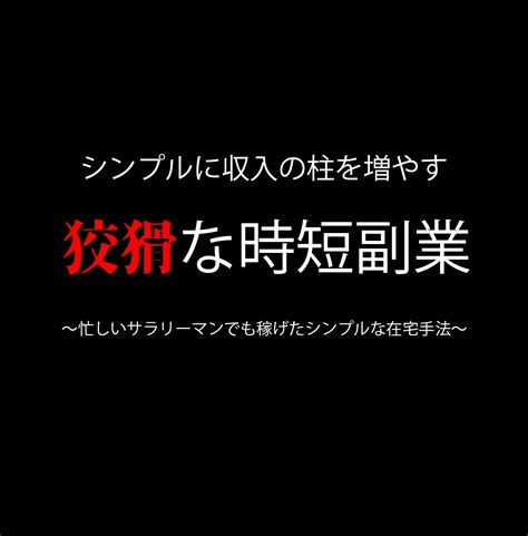 シンプルに収入の柱を増やす狡猾な時短副業教えます 忙しいサラリーマンでも稼げたシンプルな在宅手法！