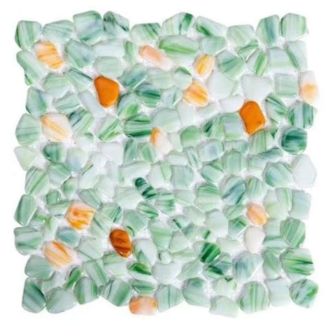 Emerald Green Pebble Shower Floor Tile River Rock Mosaic For Bathroom