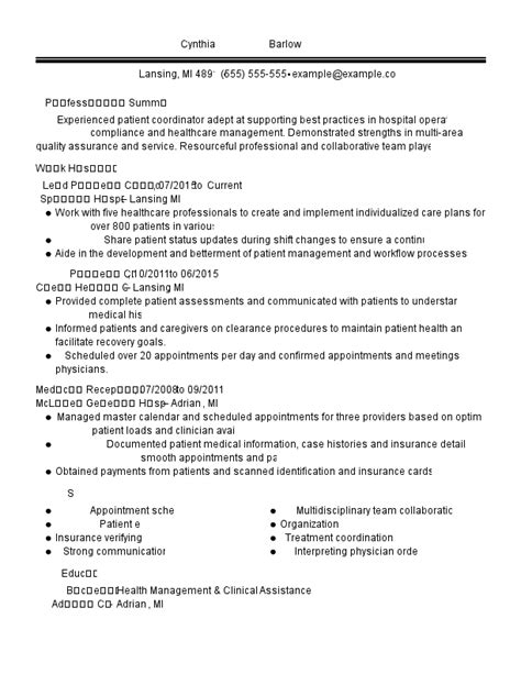 Patient Coordinator Resume Examples Templates 2025