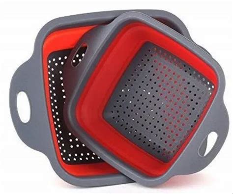 Red And Grey Rectangular Plastic Kitchen Colander At Rs 80piece In Surat