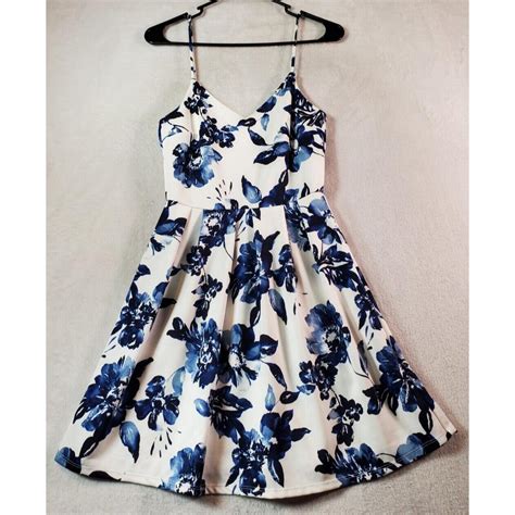 Monteau Tank Dress Womens Medium Blue White Floral Depop