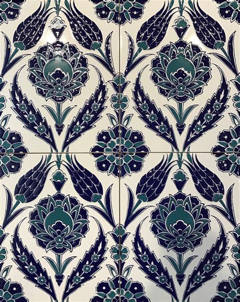 Iznik Blue Floral Pattern X Cmx Cm Turkish Ceramic Tile Set