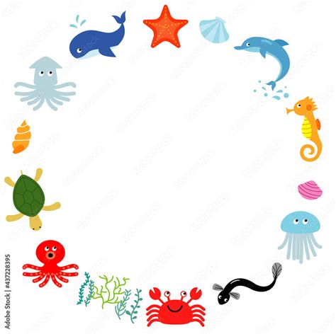 海の生き物のベクターイラストのフレーム Stock Vector Adobe Stock