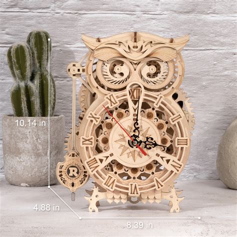 Rokr D Wooden Puzzle Owl Clock Model Building Kit Toys For Etsy