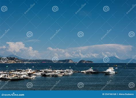 Peaceful Sea Vacation On A Yacht Boat In A Bay On The Tyrrhenian Sea