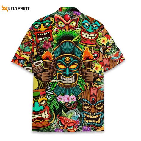 Tropical Tiki Head Hawaiian Shirts