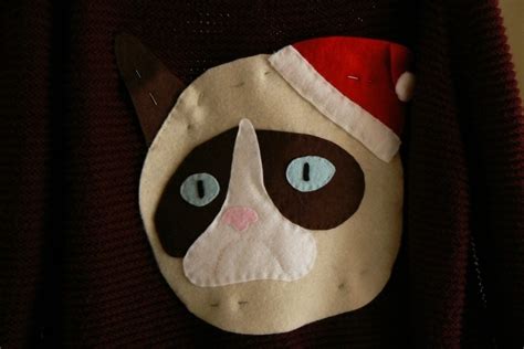 Grumpy Cat Christmas Sweater · How To Embellish An Applique Sweater ...