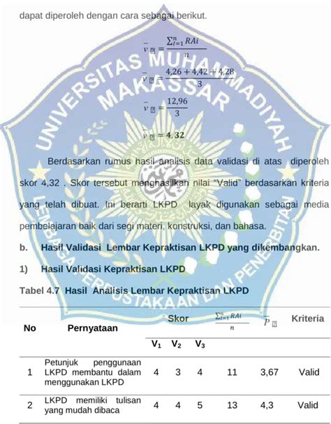 Hasil Validitas Instrumen Lembar Kerja Peserta Didik Lkpd