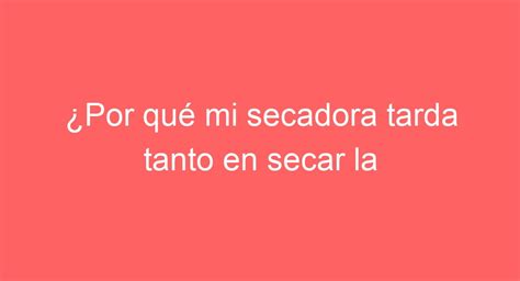 Por Qu Mi Secadora Tarda Tanto Consejos Y Soluciones