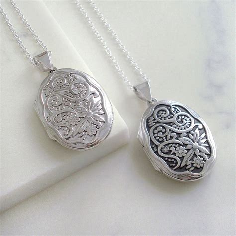 Sterling Silver Oval Floral Locket By Mia Belle Notonthehighstreet