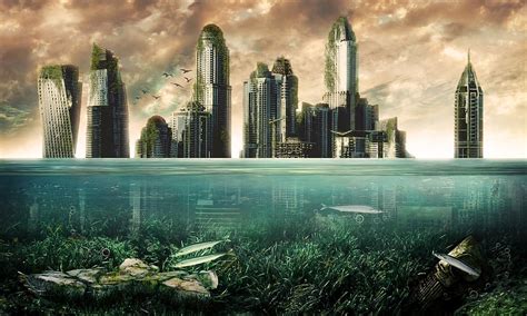 City Underwater Sea Sky Fantasy Water Fish Nature After People