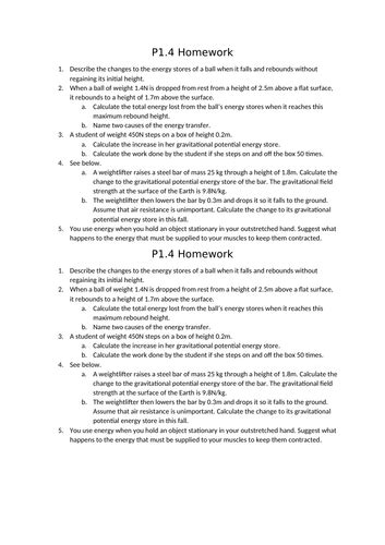 Aqa Gcse Physics 9 1 P14 Gravitational Potential Energy Stores Full Lesson Teaching Resources