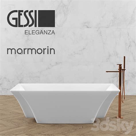 Gessi Eleganza And Marmorin Loren Free Standing Bathtub Bathtub 3D