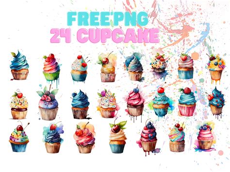 Free Png Watercolor Cupcake Graphic By Tattooworker Creative Fabrica