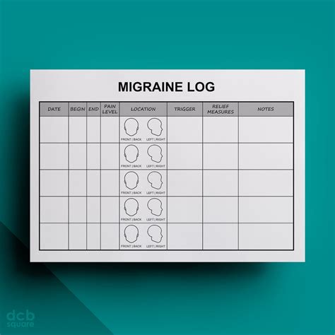 Free Printable Printable Migraine Diary Worksheets