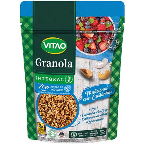 Granola Tradicional Integral Zero Sabor Castanhas 250 G Vitao 01 Un