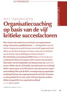 Organisatiecoaching Op Basis Van De Vijf Kritieke Succesfactoren